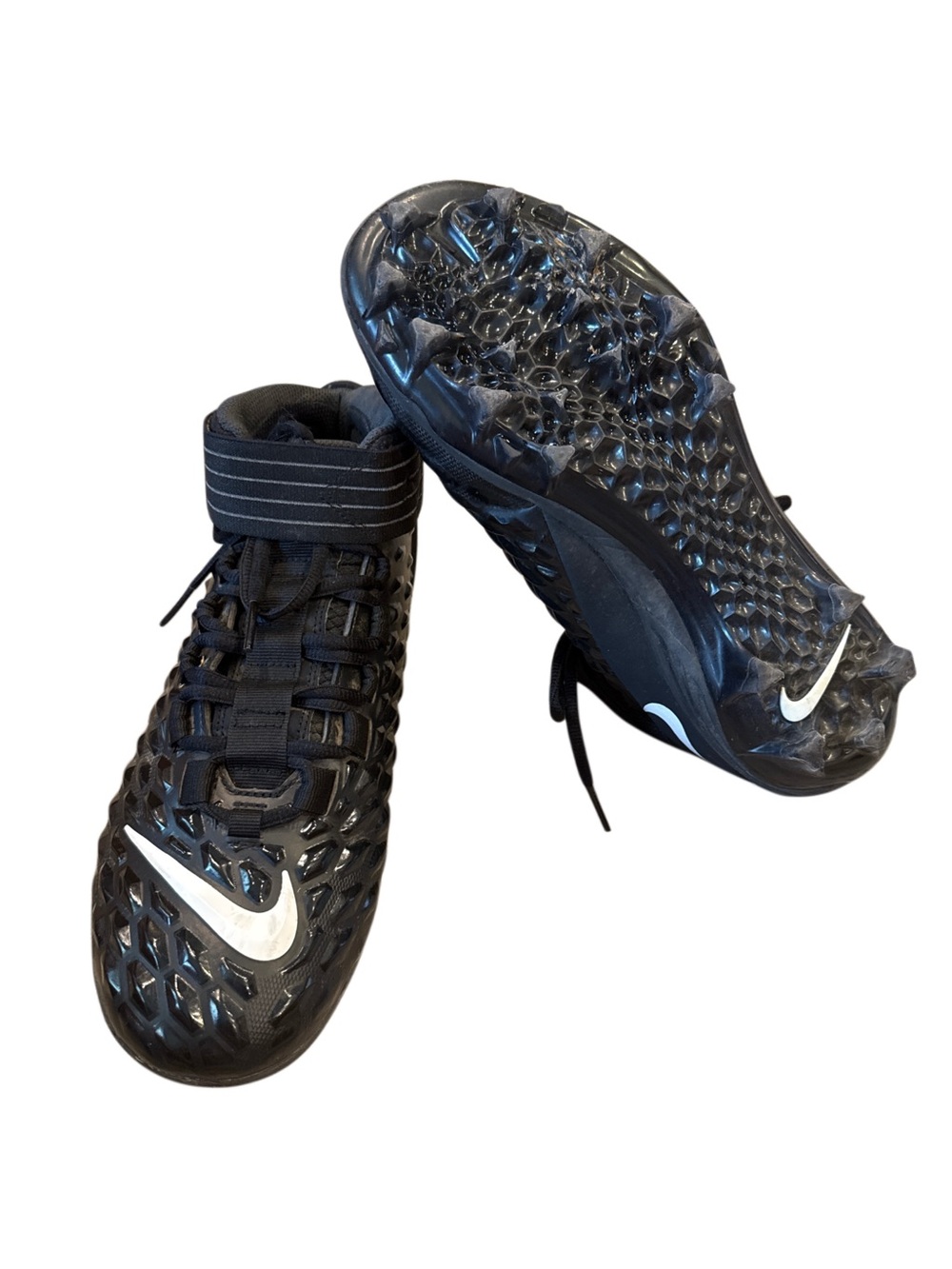 Nike Black and White High-Top Football Cleats - Picture 3 of 6